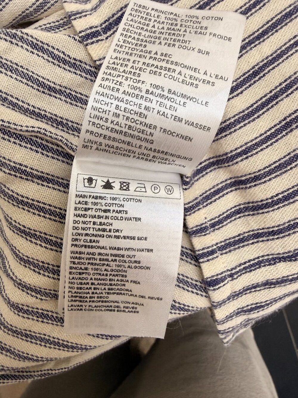 ba&sh Striped Button Down w/Lace, Size: XS - Picture 4 of 4
